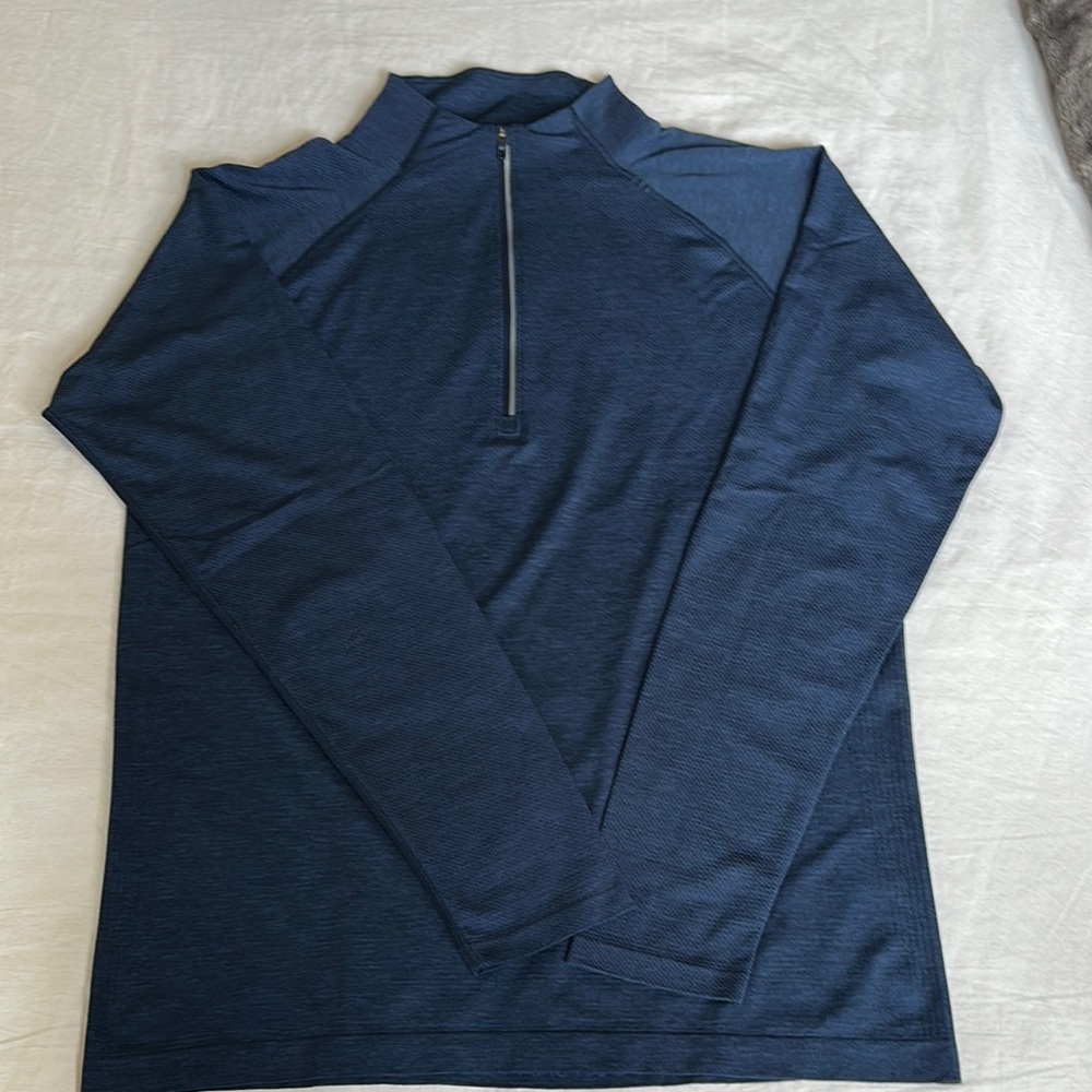 Lululemon Men's Navy Blue Quarter-Zip Sweater